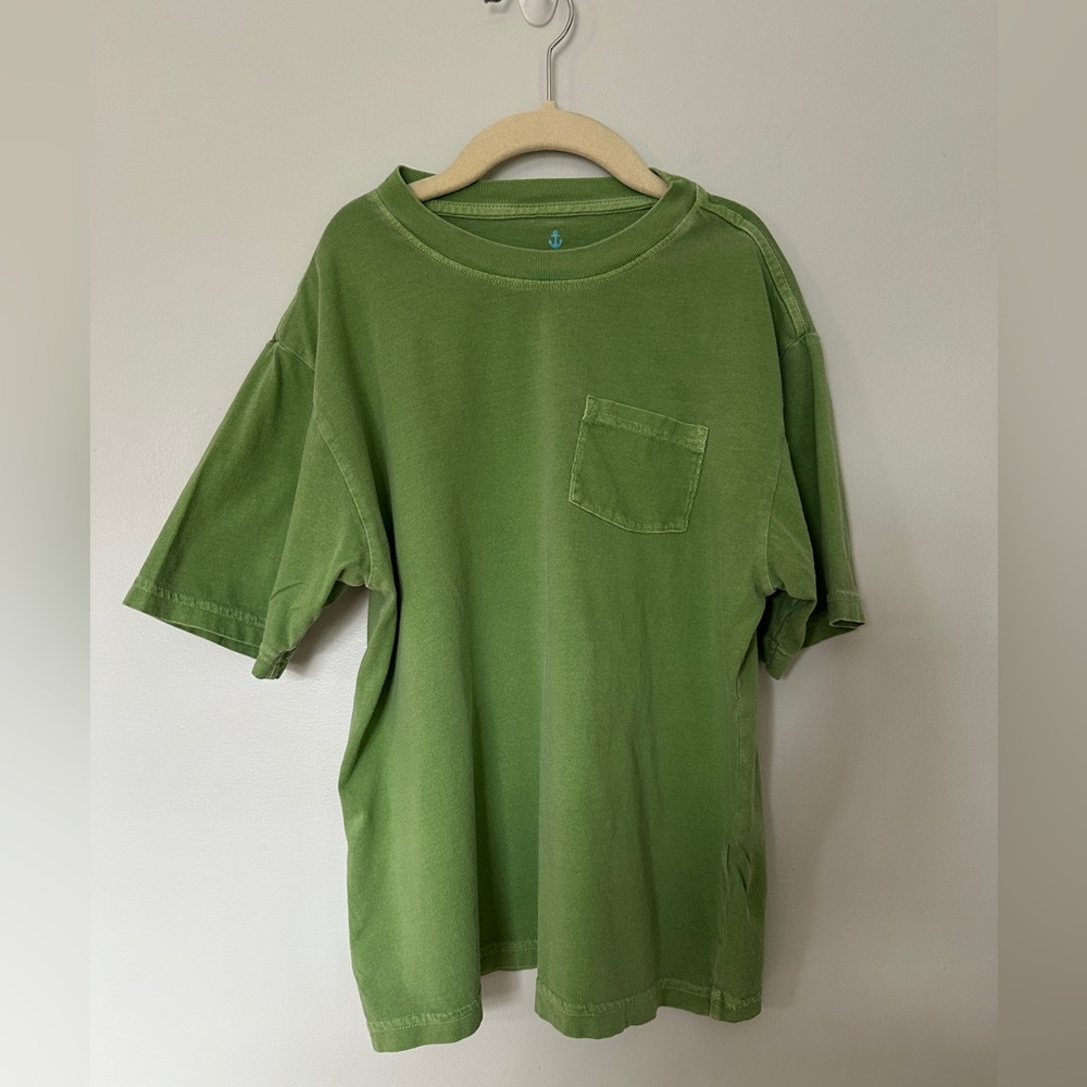 J Crew Cuts Olive Green Sunwashed Short Sleeve Pocket Tee Boys size Large 10-12